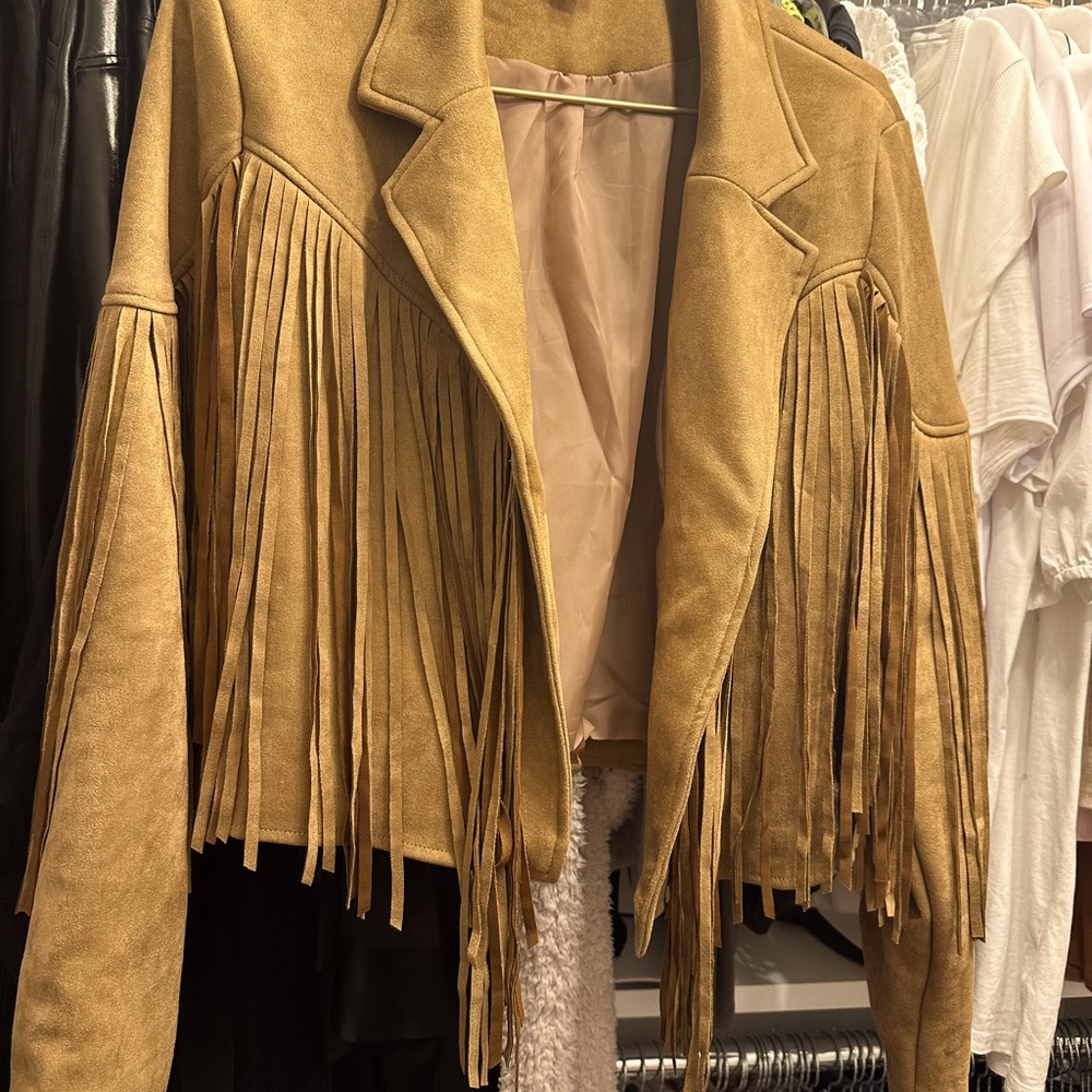 Flawless Fringe Brown / Tan Fringe Open Jacket